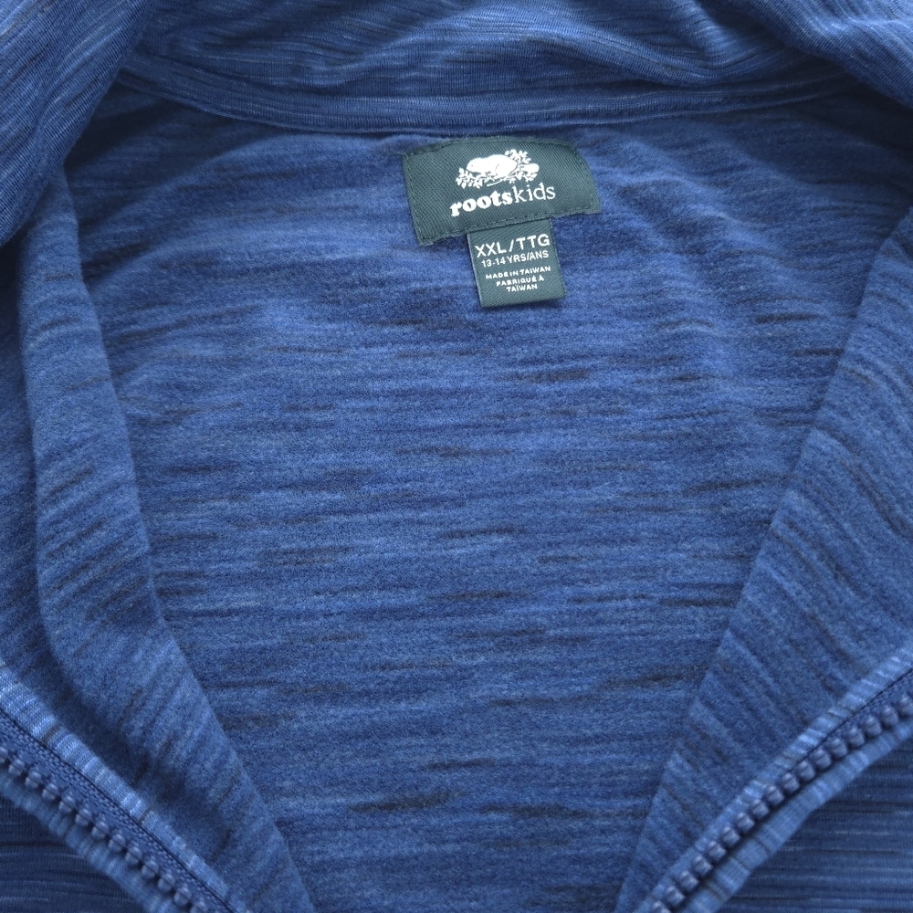 Roots Kids Blue Zip Up Hoodie size XXL 13-14 - Picture 5 of 14